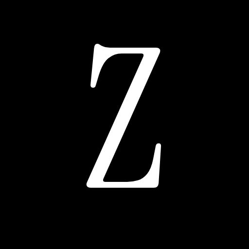 Zuzu Club Z mark: a white serif Z on black