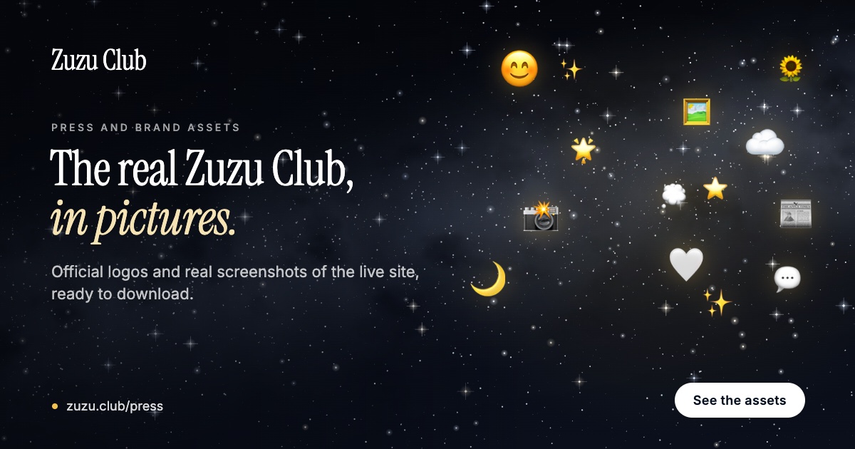 Zuzu Club press and brand assets: official logos and real screenshots.