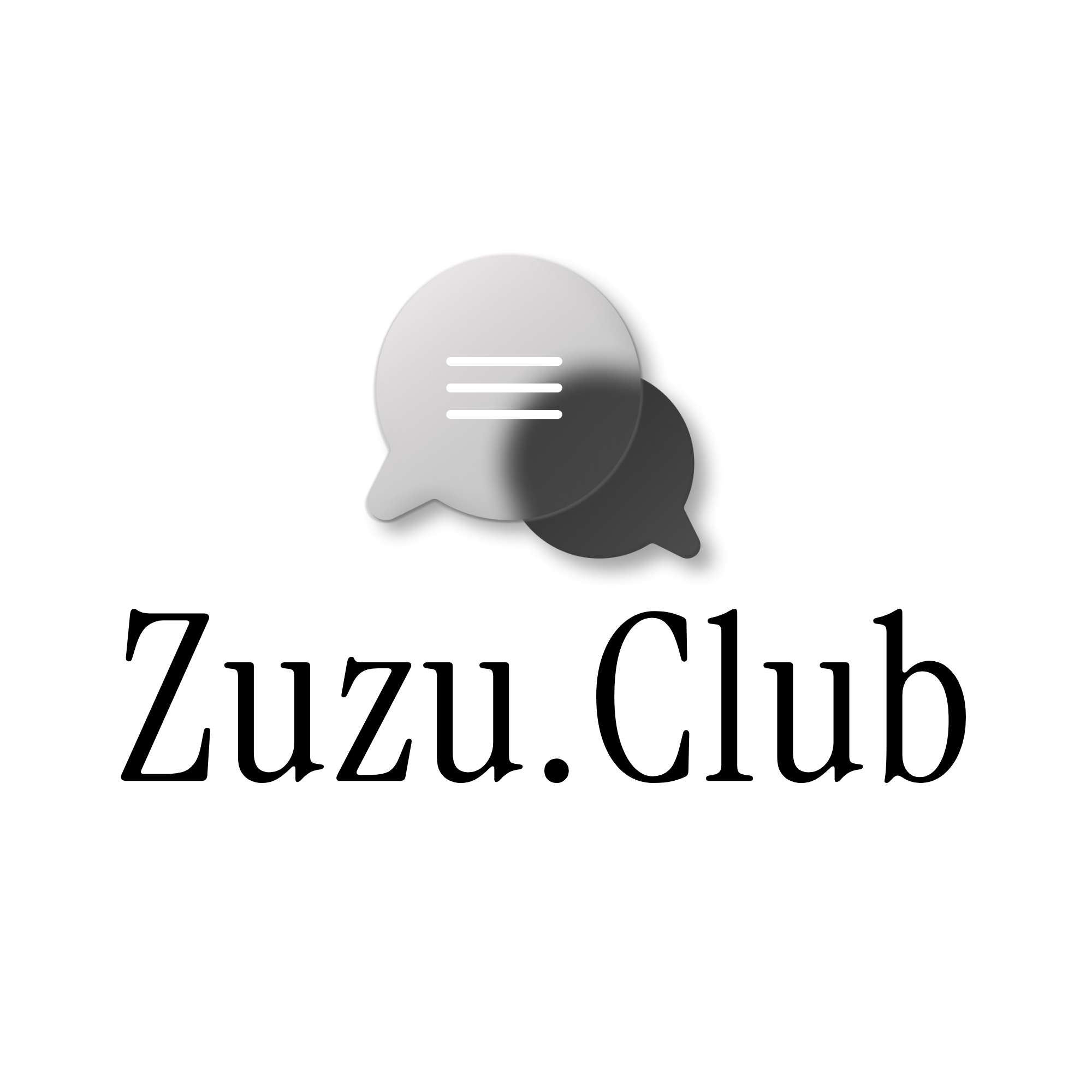Zuzu Club logo: two speech bubbles above the name Zuzu.Club