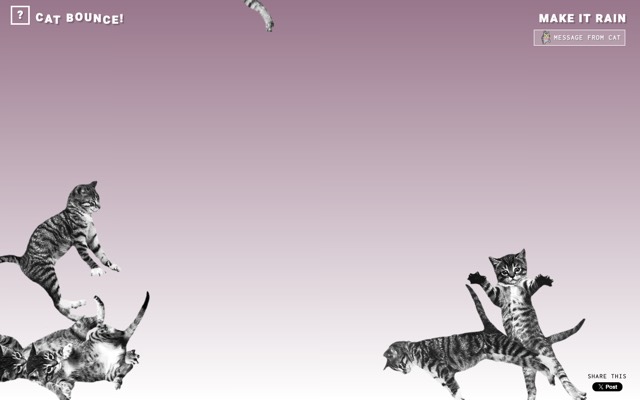 Screenshot of Cat Bounce: A website of bouncing cats.