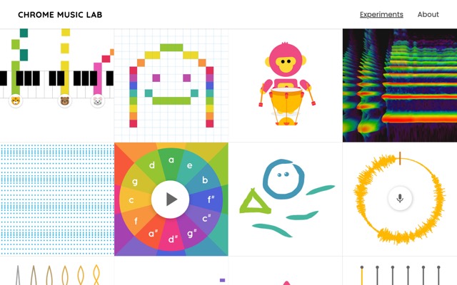 Screenshot of Chrome Music Lab: Make music with simple, colorful experiments.