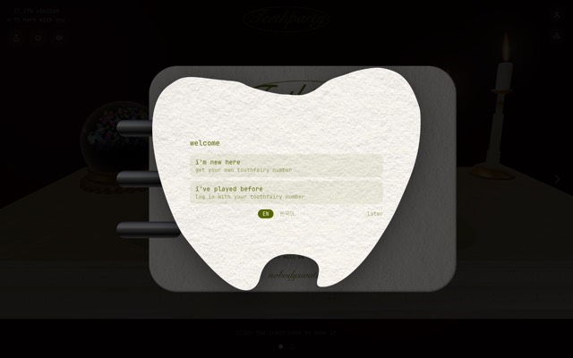 Screenshot of nobodyswatching: A cavity checkup for the things you never said.