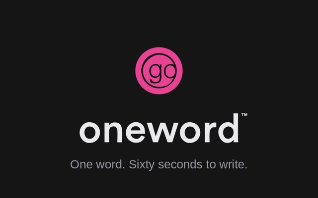 Screenshot of oneword: One word and sixty seconds to write.