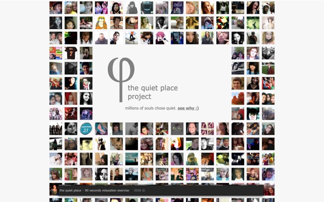 Screenshot of The Quiet Place Project: A quiet room on the internet, away from the noise.