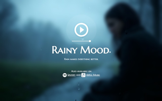Screenshot of Rainy Mood: Rain on a window, with one tap.