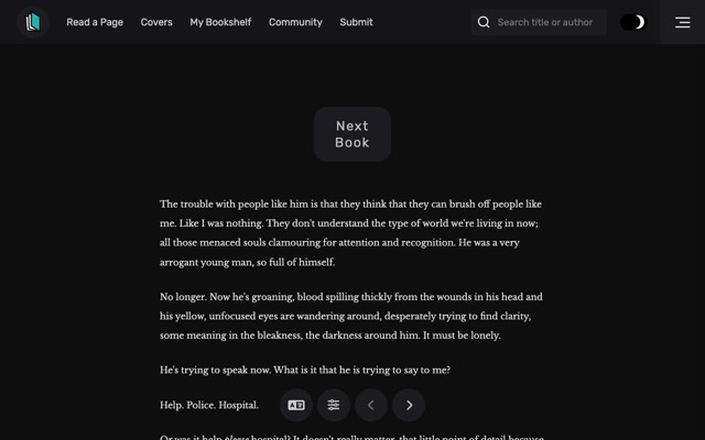 Screenshot of Recommend Me a Book: Read the first page of a book before you see its cover.