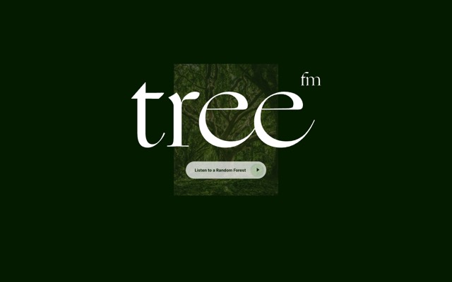 Screenshot of tree.fm: Listen to a random forest somewhere in the world.